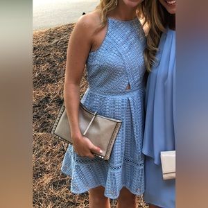 Baby blue mini dress with lace detail and small cut out. Worn once
